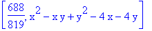 [688/819, x^2-x*y+y^2-4*x-4*y]